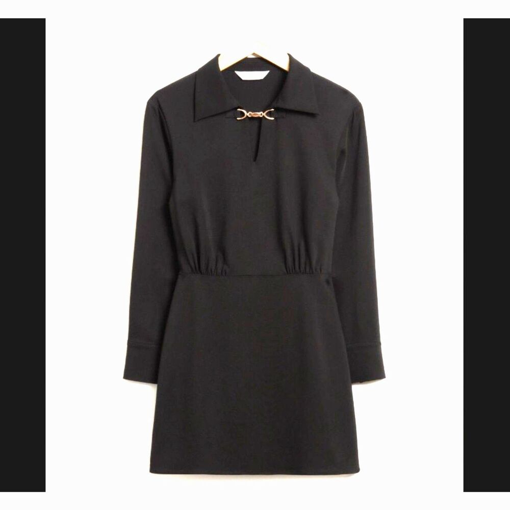 & Other Stories Dress Black with Gold Buckle 12 L